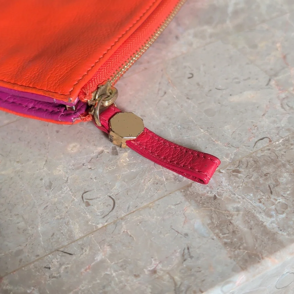 LIKE NEW Tory Burch Orange & Purple Wallet - Picture 7 of 11